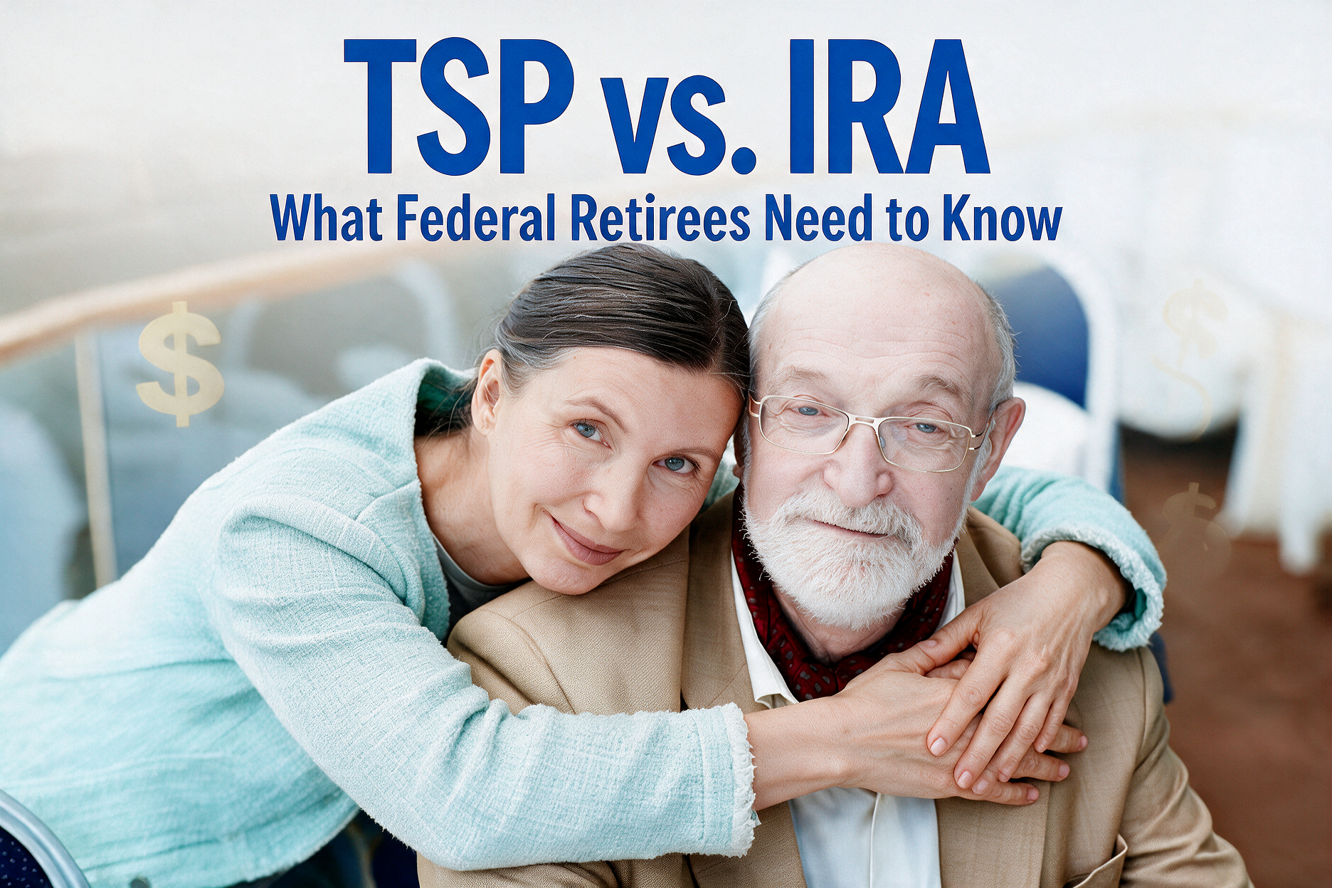 Retired couple reviewing TSP vs IRA retirement savings
