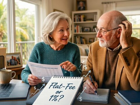 Flat-fee advisor vs 1% AUM fee comparison for senior retirees